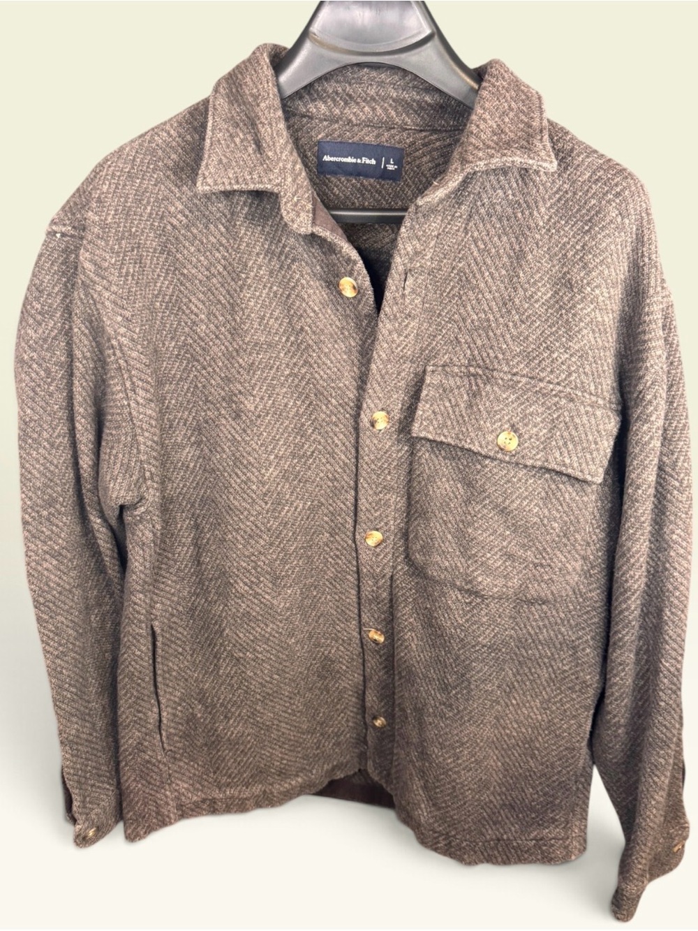 Abercrombie & Fitch Men's Brown Herringbone Shirt Jacket